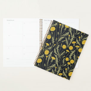 Dandelions, green, yellow and black planner