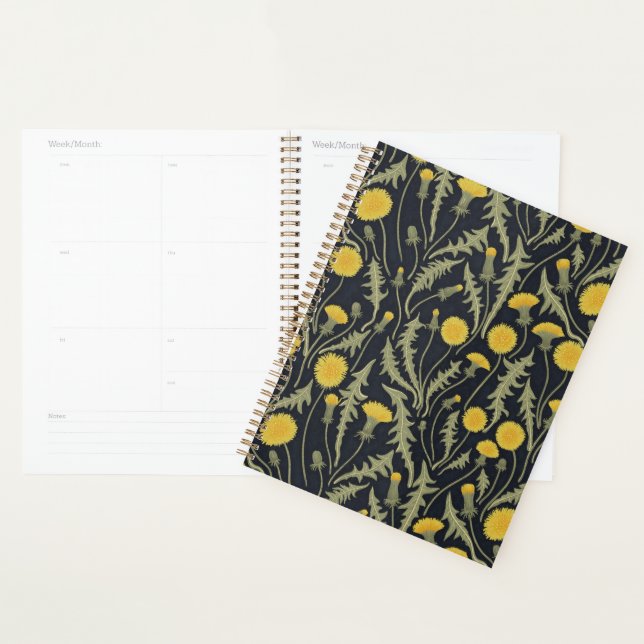 Dandelions, green, yellow and black planner (Display)