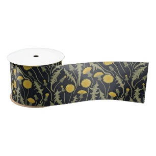 Dandelions, green, yellow and black satin ribbon