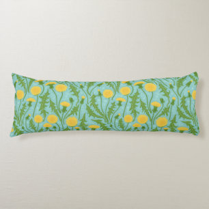 Dandelions, green, yellow and blue body cushion