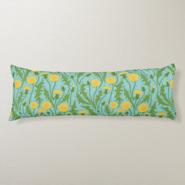 Dandelions, green, yellow and blue body cushion (Front)