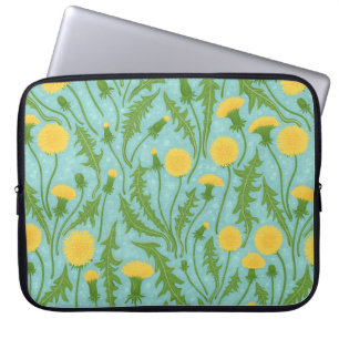 Dandelions, green, yellow and blue laptop sleeve