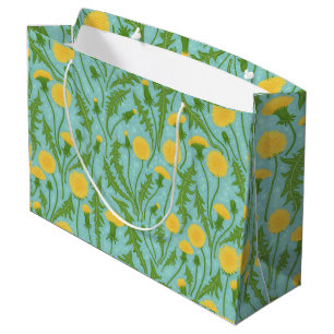 Dandelions, green, yellow and blue large gift bag