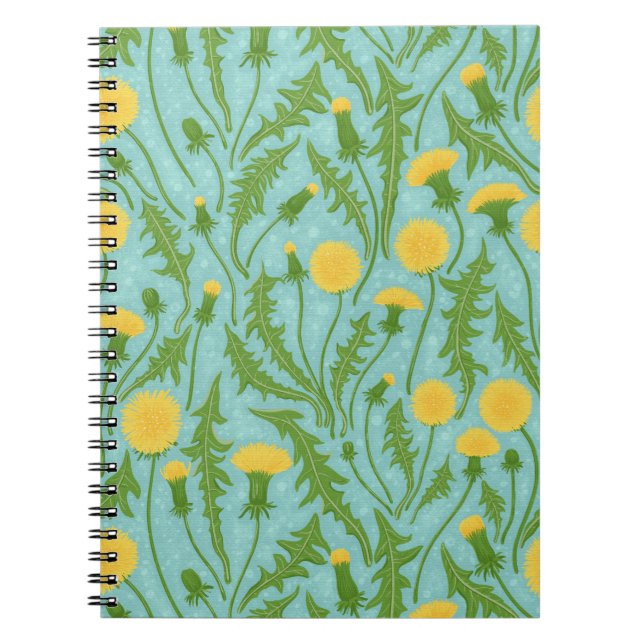 Dandelions, green, yellow and blue notebook (Front)