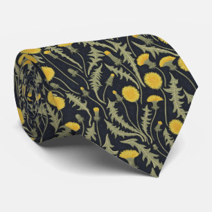 Dandelions, green, yellow and blue tie