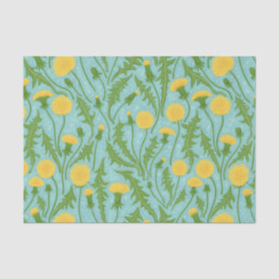 Dandelions, green, yellow and blue tissue paper