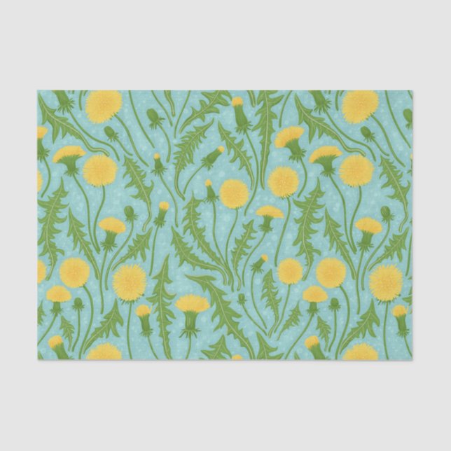 Dandelions, green, yellow and blue tissue paper (Front)