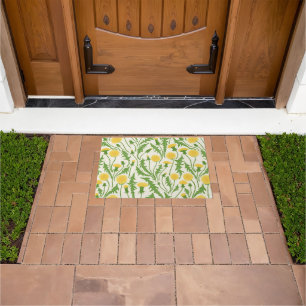 Dandelions, green, yellow and white doormat