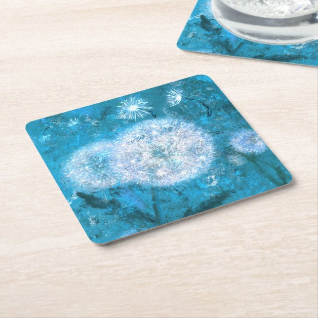 Dandelions in Moon Light Paper Coaster (Angled)