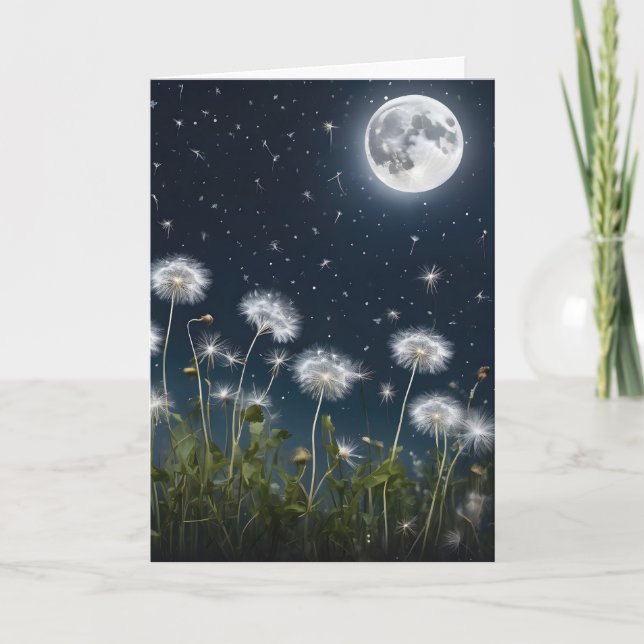 Dandelions In Moonlight  Card (Front)