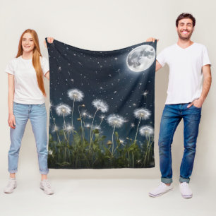 Dandelions In Moonlight Fleece Blanket