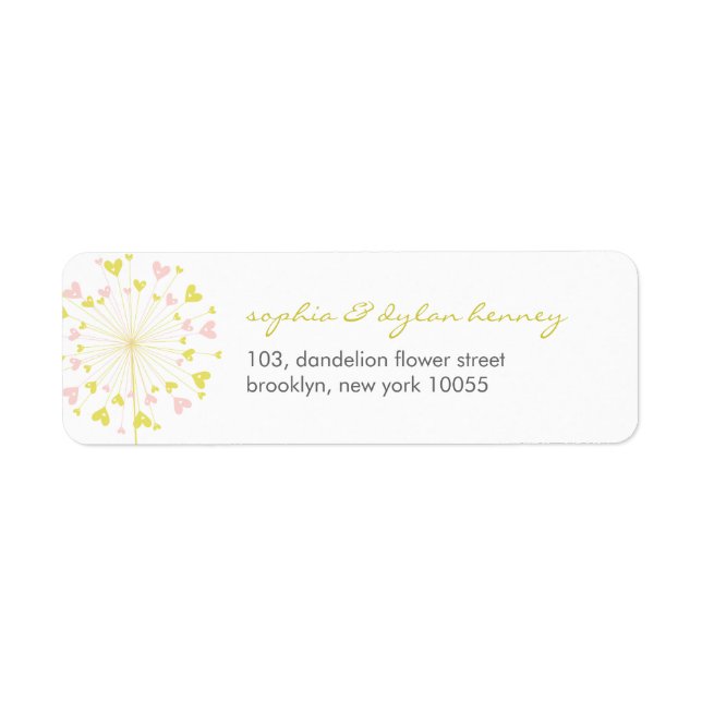 Dandelions Love Cute Summer Wedding Address Labels (Front)