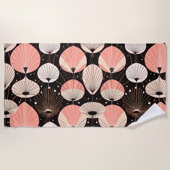 Dandelions -Mid-century- Retro Modern Design Beach Towel (Front)