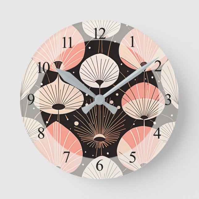 Dandelions -Mid-century- Retro Modern Design Round Clock (Front)
