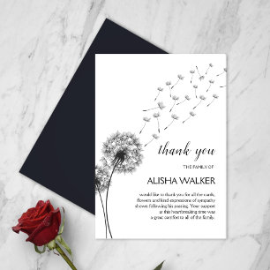 Dandelions Minimalism Funeral Memorial Thank You Card