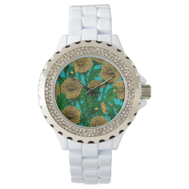 Dandelions on turquoise watch (Front)