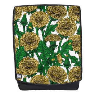Dandelions on white backpack