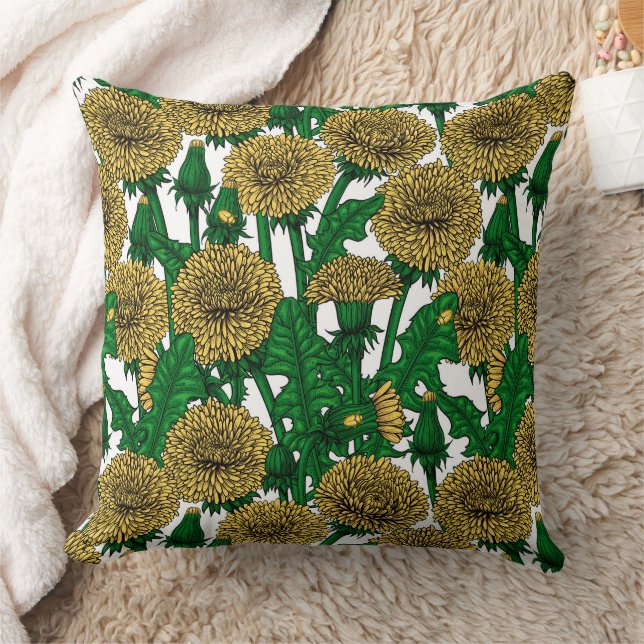 Dandelions on white cushion (Blanket)