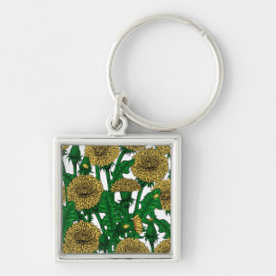 Dandelions on white key ring