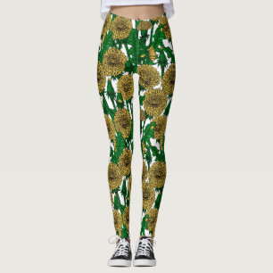 Dandelions on white leggings