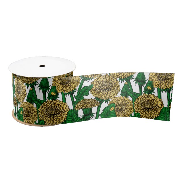 Dandelions on white satin ribbon (Spool)