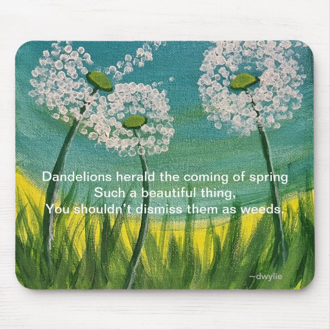 Dandelions - original artwork and poem mouse pad (Front)