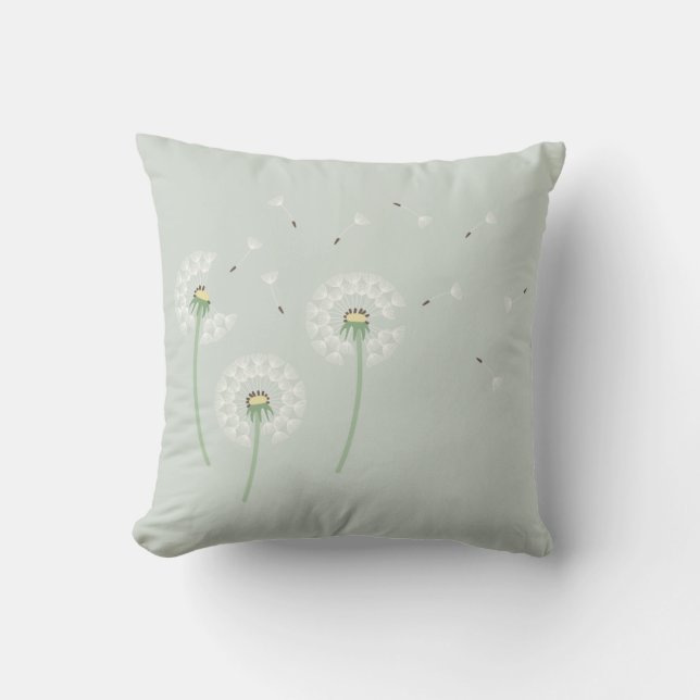 Dandelions Sage Cushion (Front)