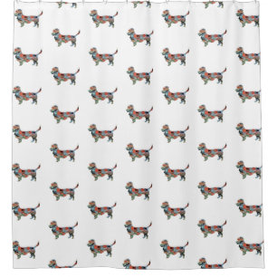 Dandie Dinmont Dog Breed Geo Silhouette Plaid Shower Curtain