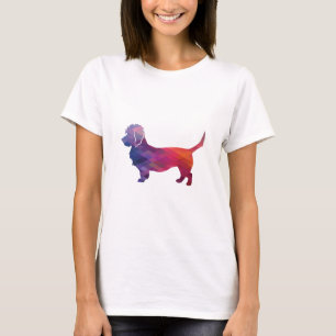 Dandie Dinmont Dog Breed Geo Silhouette purple T-Shirt