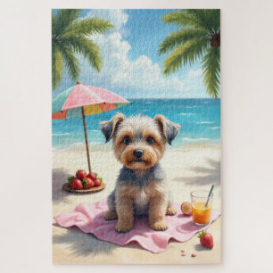 Dandie Dinmont Terrier Beach Scene Jigsaw Puzzle