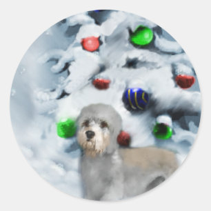 Dandie Dinmont Terrier Christmas Classic Round Sticker
