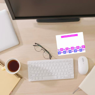 Dandie Dinmont Terrier Dog & Paw Hot Pink & Blue Post-it Notes