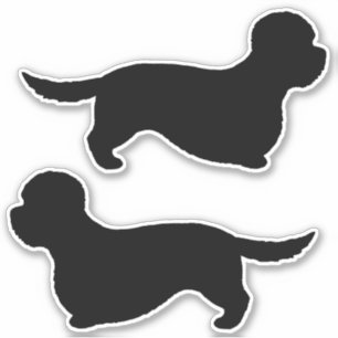 Dandie Dinmont Terrier Dog Silhouettes Sticker Set