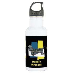 Dandie Dinmont Terrier Dog Yellow & Blue Grid 532 Ml Water Bottle