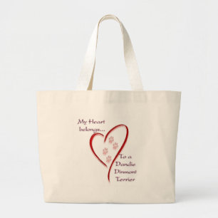 Dandie Dinmont Terrier Heart Belongs Large Tote Bag