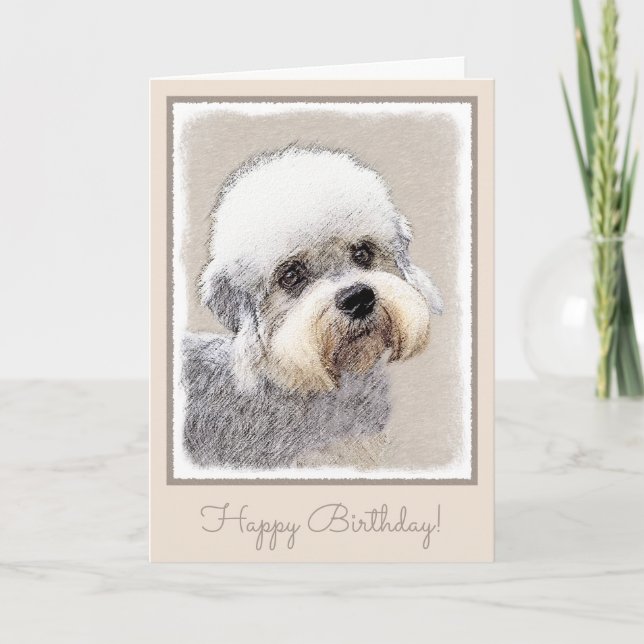 Dandie Dinmont Terrier Painting Original Dog Art Card (Front)
