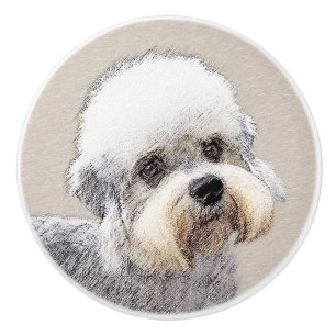Dandie Dinmont Terrier Painting Original Dog Art Ceramic Knob
