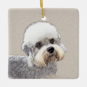 Dandie Dinmont Terrier Painting Original Dog Art Ceramic Ornament