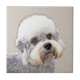 Dandie Dinmont Terrier Painting Original Dog Art Ceramic Tile