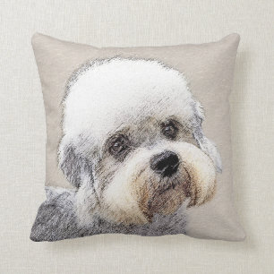 Dandie Dinmont Terrier Painting Original Dog Art Cushion