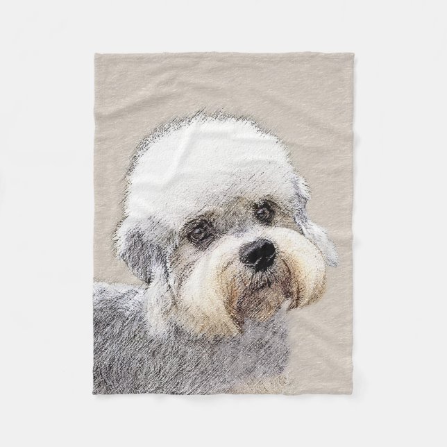 Dandie Dinmont Terrier Painting Original Dog Art Fleece Blanket (Front)