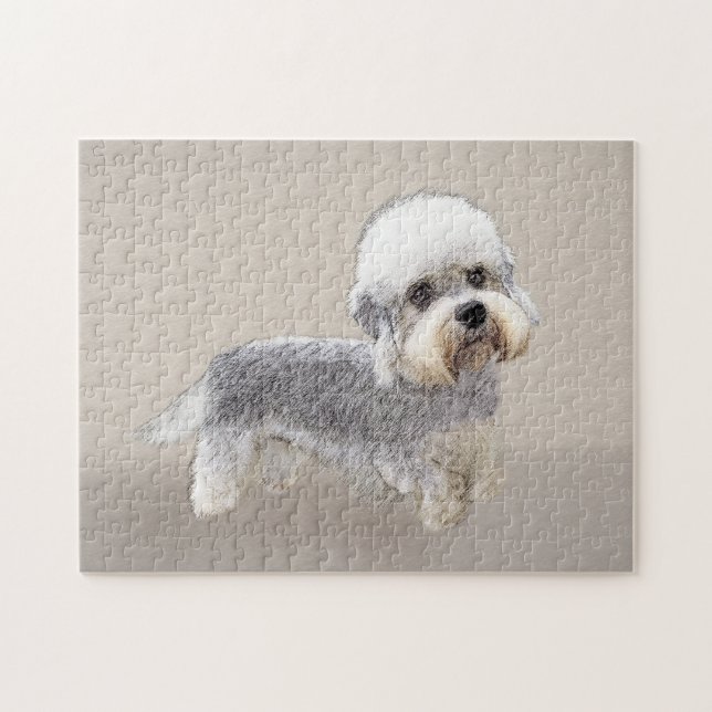 Dandie Dinmont Terrier Painting Original Dog Art Jigsaw Puzzle (Horizontal)