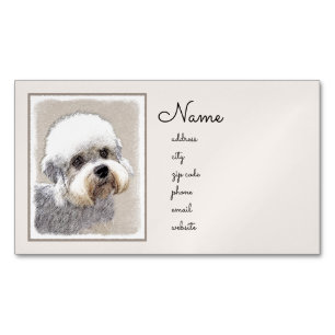 Dandie Dinmont Terrier Painting Original Dog Art Magnetic Business Card