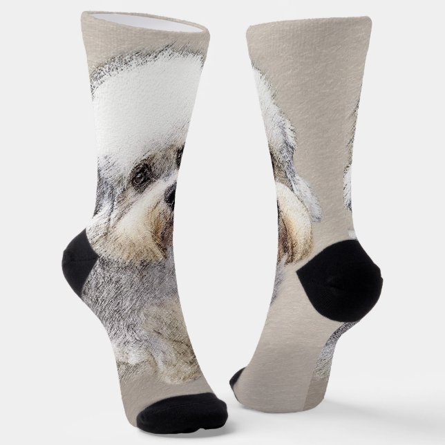 Dandie Dinmont Terrier Painting Original Dog Art Socks (Angled)