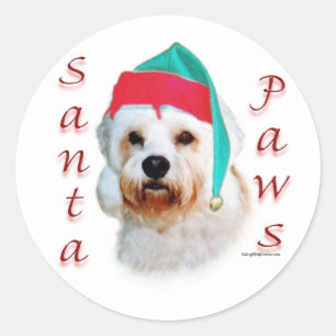Dandie Dinmont Terrier Santa Paws Classic Round Sticker