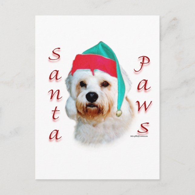 Dandie Dinmont Terrier Santa Paws Holiday Postcard (Front)