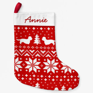 Dandie Dinmont Terrier Silhouettes Dogs Holiday Small Christmas Stocking