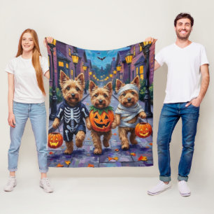 Dandie Dinmont Terrier Trick-or-Treating Halloween Fleece Blanket