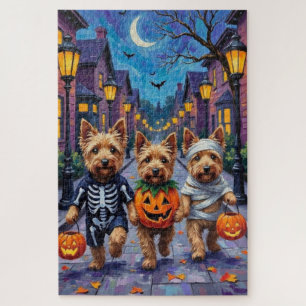 Dandie Dinmont Terrier Trick-or-Treating Halloween Jigsaw Puzzle