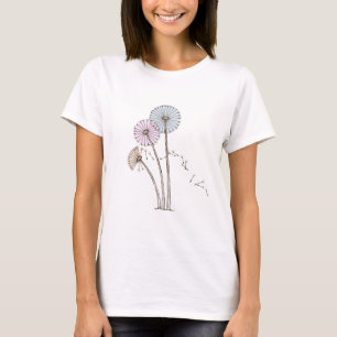 Dandilion Clocks Pink Blue and Cream T-Shirt
